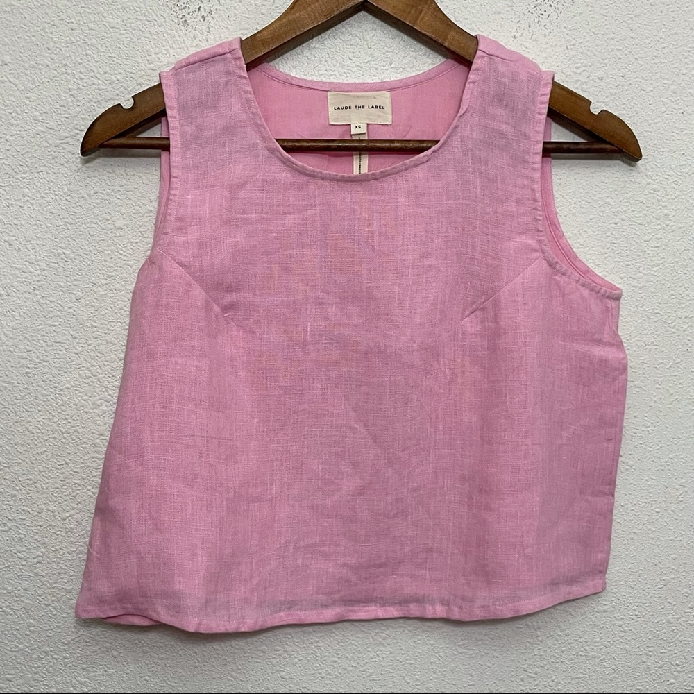 Laude the Label Sleeveless Open Back Linen Pink Top XS